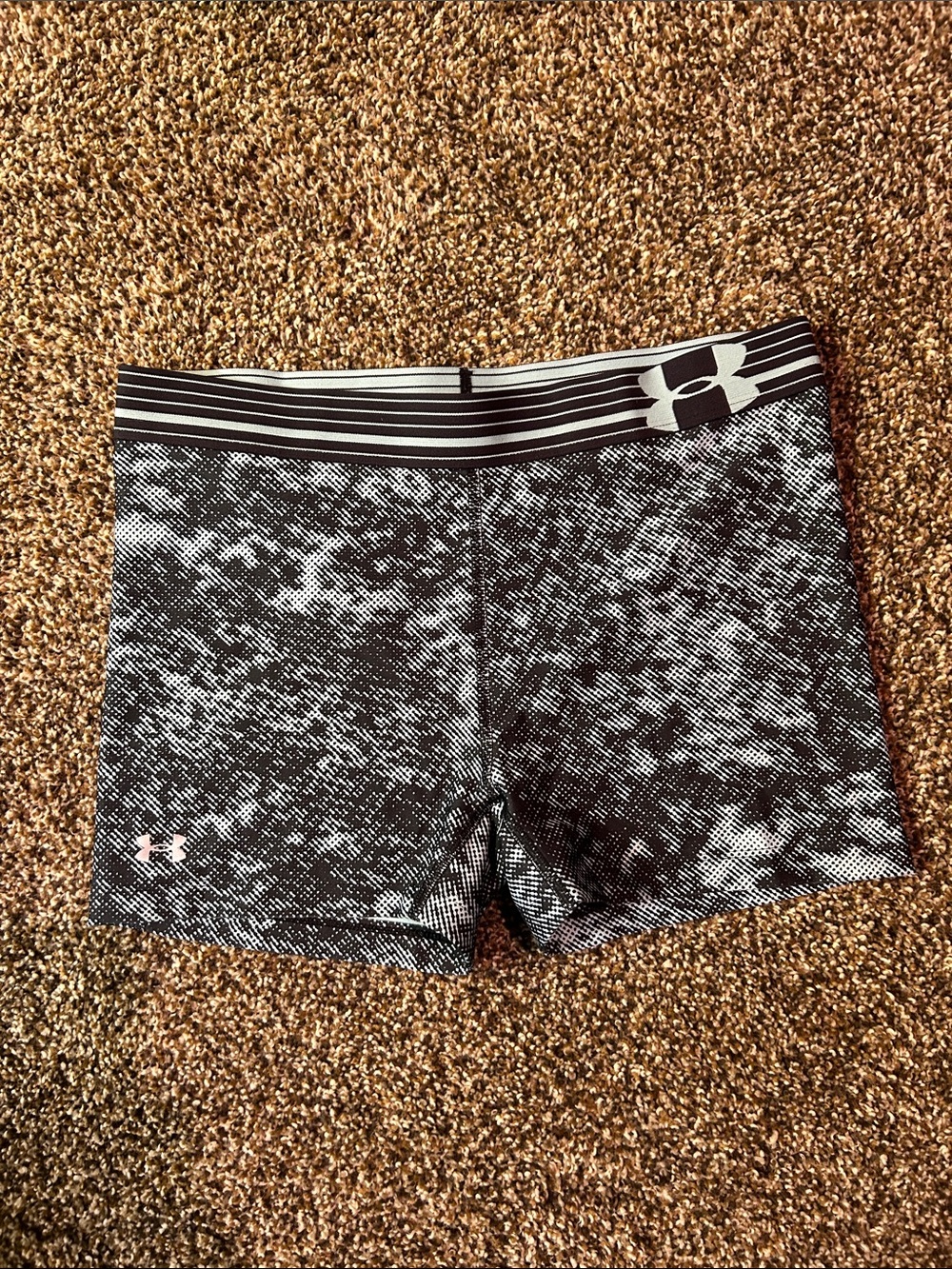 Under Armour Black & White Patterned Compression Bike Shorts
